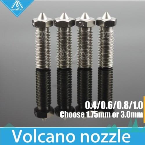 4pcs/lot 3D Printer Volcano Extra Lengthen stainless steel M6 Nozzle All Metal 0.4mm/0.6mm/0.8mm/1.0mm for 1.75mm/3.0mm