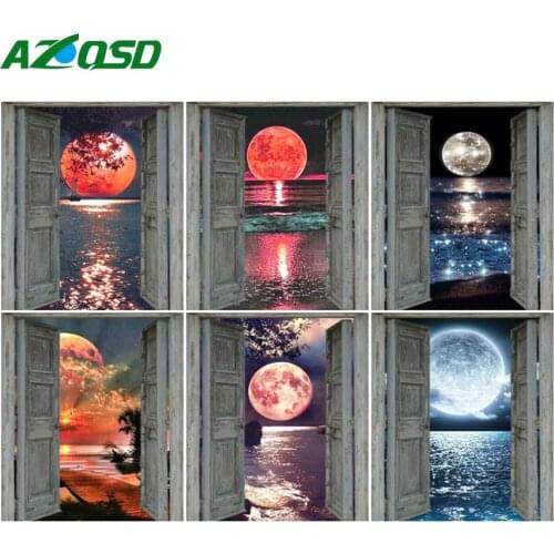 AZQSD DIY Paint By Number Door Moon Drawing On Canvas Painting By Numbers For Adults Children Landscape Kits Home Decor