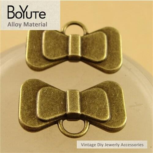 BoYuTe (50 Pieces/Lot) 12*20MM Antique Bronze Plated Zinc Alloy Bowknot Pendant Diy Hand made Charms for Jewelry Making