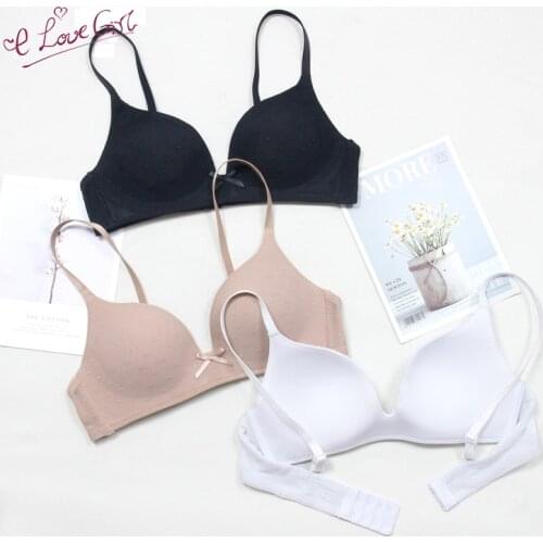 Elovegirl Comfortable Sexy Thin Section Small Chest Pushes Up Underwear Womens Fashion Bow Seamless Bra New Product
