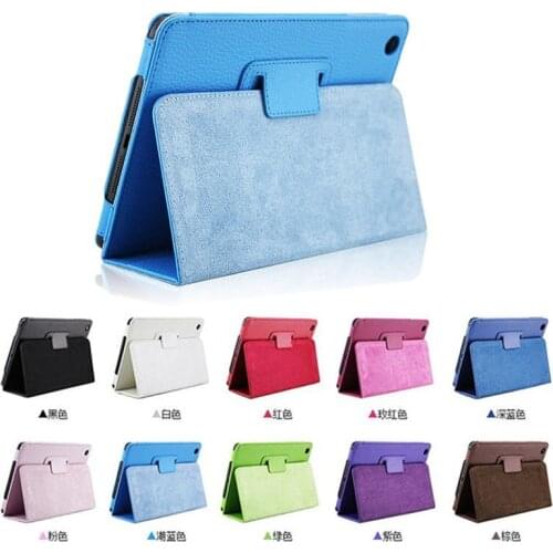 For Ipad Mini 4 Matte Litchi Soft PU Artificial Leather Case Magnetic Sleep /Wake UP Flip Cover For Apple Ipad Mini4 Retina