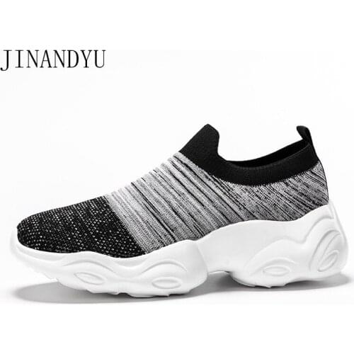 Elastic Socks Thick Sole Breathable Mens Sneaker Sport Running Shoe Unisex Casual Anti-skid Walking Loafers for Men Big Size 48