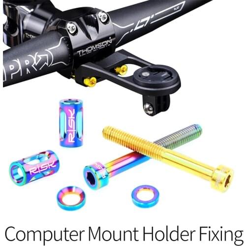 RISK M4x40mm Bike Computer Holder Fixing Screw Ti Alloy MTB Road BicycleSpeedometer/Camera Mount Houlder Extened Fixed Bolts Set