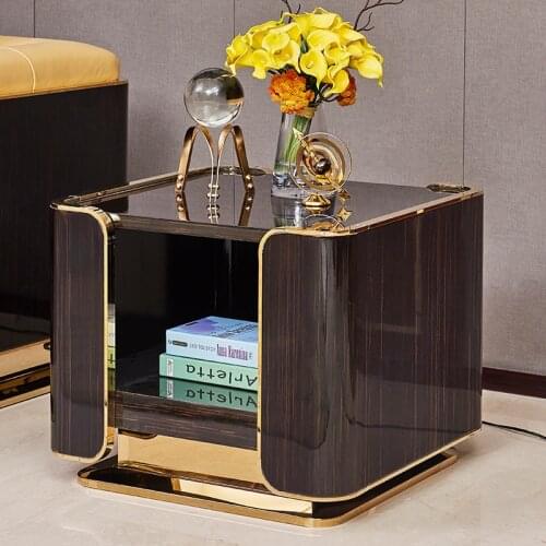 Italian light luxury corner a few ebony skin living room locker side table postmodern square small coffee table sofa side table