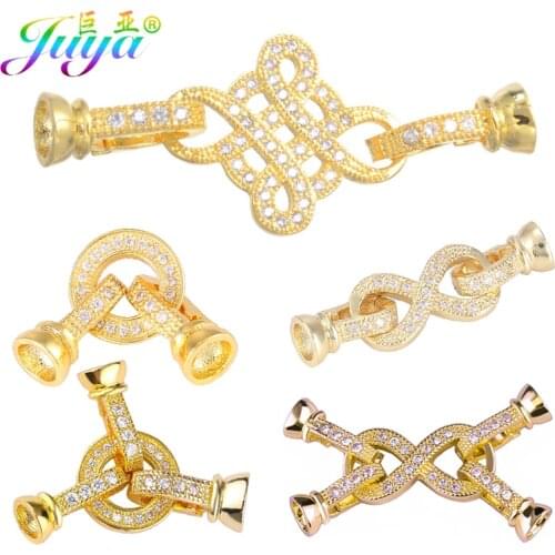 Juya DIY Pearls Bracelet Necklace Making Components Gold/Silver Color Bowknot Connector Fasterner Closure Clasps Accessories