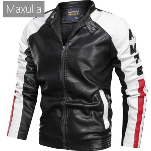 Maxulla Autumn Winter Mens Leather Jackets Casual Motorcycle PU Jacket Male Outwear Slim Fit Biker Leather Coats Clothing