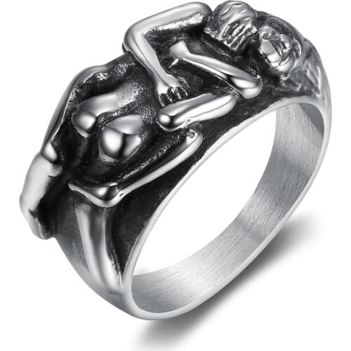 Megin D New Vintage Simple Style Sexy Skulls Stainless Steel Rings for Men Women Couple Friend Fashion Design Gift Jewelry