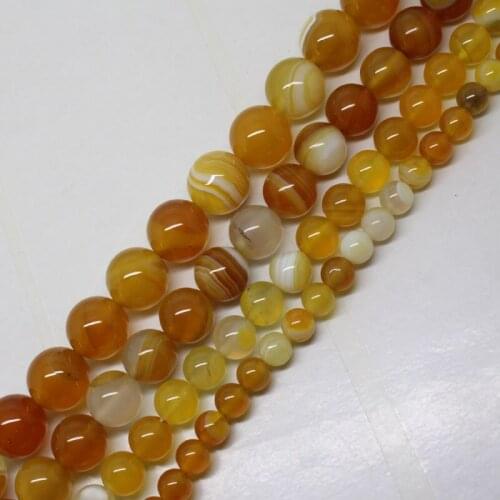 Mini.order is $7! 6-12mm Light Yellow Ambers Stripe Agates Round DIY Loose Beads 15"