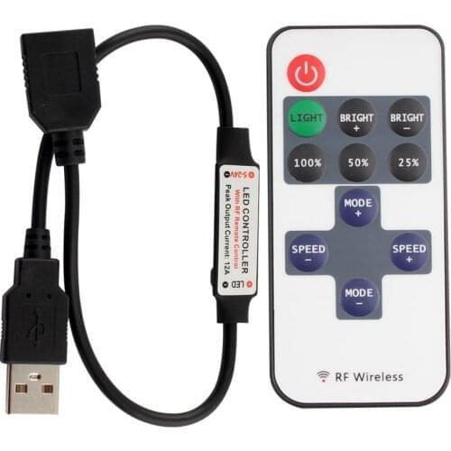 11 Keys LED Strip Controller Mini Dimmer RF Remote 5V USB interface Controller For 5050/2835 Single Color LED strip