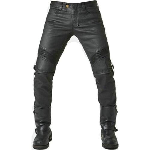Mcikkny Men Vintage Windbreak Denim Trousers With Proective Gear Motorcycle Jeans Pants For Male Szie S-3XL