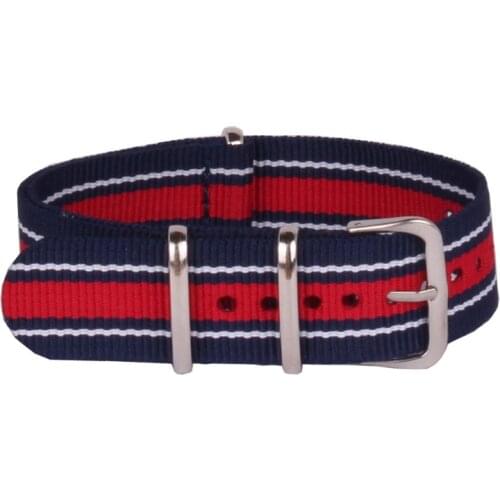 20 mm Stripe Navy Cambo White Nato Woven Fiber watchband 20mm Nylon Watch Bracelet Straps Wristwatch Band Buckle Cheap fabric