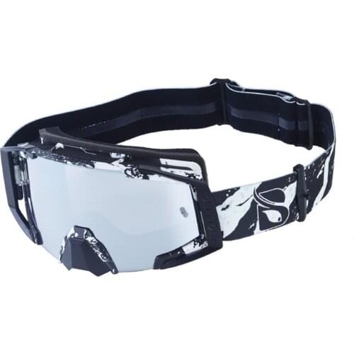 PC Black And White Frame Silver Riding Cycling Motorcycle Goggles Windproof UV-proof Riding Water Transfer Frame Glasses