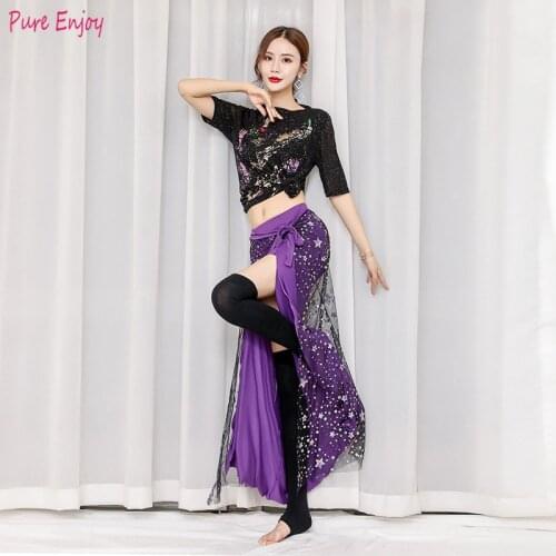 Belly dance practice clothes autumn and winter new women beginners color sequins belly dance performance clothes dance wear