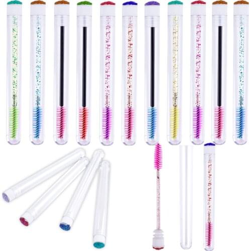 Reusable Eyebrow Brush Tube Disposable Eyelash Brush Diamond Mascara Wands Spoolies Dust-proof Sparkling Broken Lash Supplies