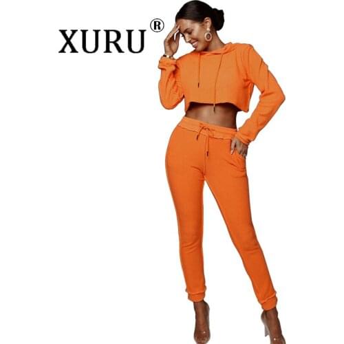 XURU autumn new womens jumpsuit two-piece casual hot sale solid color long-sleeved pencil jumpsuit suit