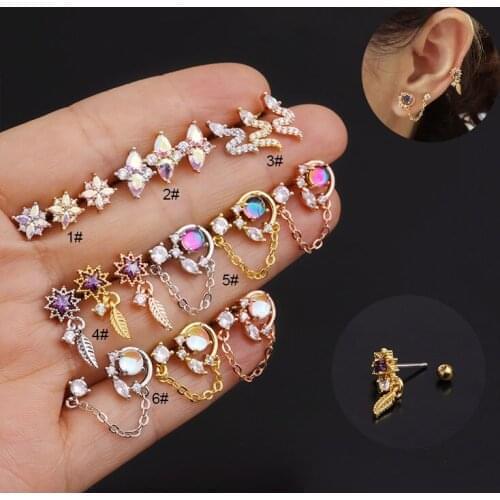 1PC 20G Cz Cartilage Piercing Helix Stud Conc EarringPiercing Jewelry