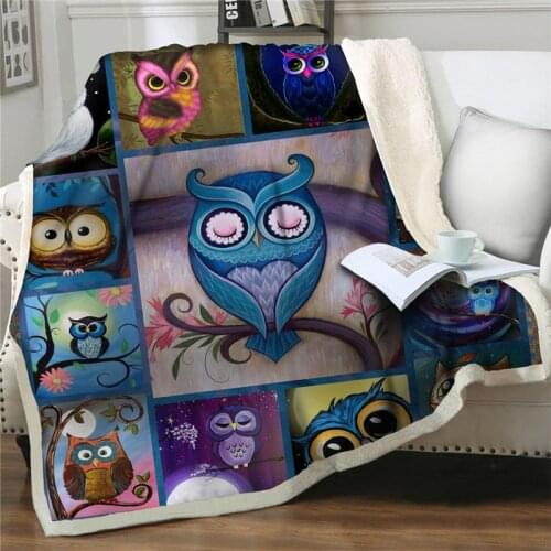 Cartoon cute owl Plush Blanket For Beds Sofa Fleece Throw Blanket Winter Bedclothes easy wash Bedspread Thick Rectangle Blankets
