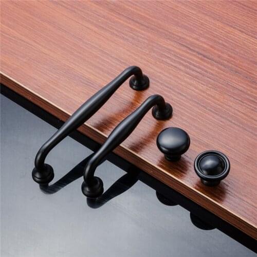 Simple Black Alloy Door Handles For Wardrobe Cabinet Cupboard Drawer Kitchen Bedroom Accessories Furniture Hardware