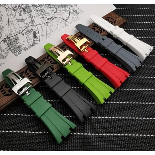 Top quality Silicone rubber Watchband For Audemars for Piguet Strap 27mm Watch AP Band Mens Bracelet butterfly buckle tools