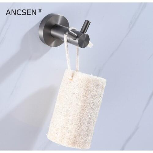 304 Stainless Steel Gun-Grey Robe Hook Wall Hook Towel Hook for Bathroom Coat Hook Rustproof Hook Hanger for Kitchen Hardware