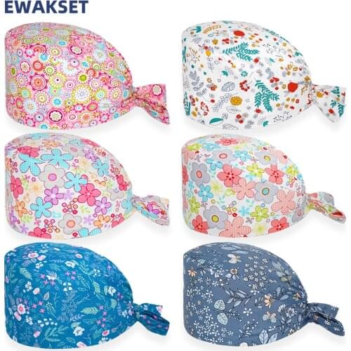 Surgicals cap anime printing Tie Back Work Scrubs Caps Adjustable Beauty Salon Dental Clinic Housework Spa Nursing Hats Unisex