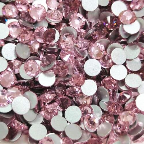 Light pink Nail Art Rhinestones ss3 ss4 ss5 ss6 ss8 ss10 ss12 ss16 ss20 ss30 ss34 Glass/ Crystal Non HotFix Nail Art Decoration