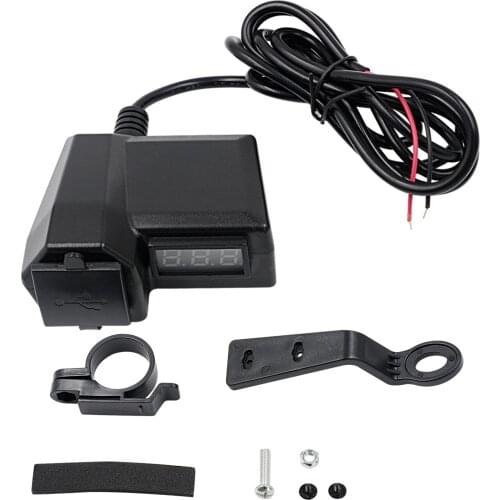 140cm Motorcycle Double USB Handlebar Charger Voltmeter Display Waterproof ABS Plastic Moto Accessory cs-1072a1