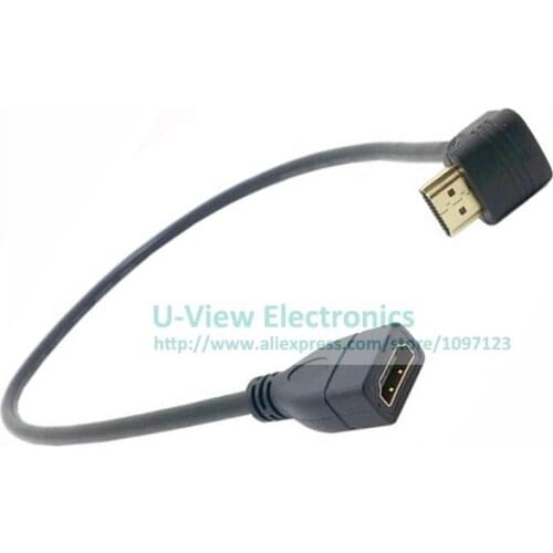 UP Angled 90 Degree Connector HDMI1.4 Type A Male to A Female Extension Cable About 50CM/Free DHL Shipping/100PCS