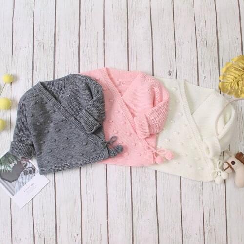 Citgeett Autumn Winter Newborn Infant Baby Girl Boy Solid Cotton Sweater Outfits Girls Bandage Knitted Cardigan Clothing