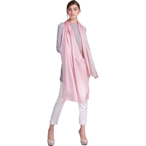 100% Silk Satin Long Scarf 55X180cm Pure Mulberry Silk Plain Color Silk Scarf Factory Direct Online Store 47 Pink