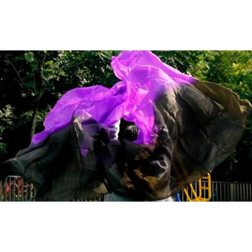 2016 design 100% real silk belly dance veil, cheap dance veils,tari perut kostum veil wholesale 250*114cm black+purple