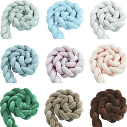 4M Mixed Colours Braided Crib Bumper Knot Pillow Knot Cushion Bolster Pillow Crib Baby Bed Bumper Kids Pillow Nursery Decor
