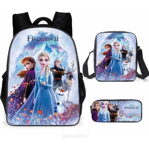 3pcs princess Disney children backpack lunch Elsa bag pencil cartoon case Frozen handbag girl boy gift bag for school student
