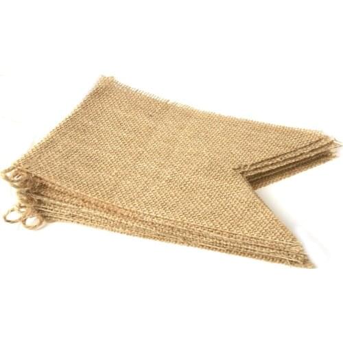 500sets/lot 15pcs Flags Dovetail jute burlap flag Birthday Party Linen Pennant Banner Wedding Home Decor event Supplies