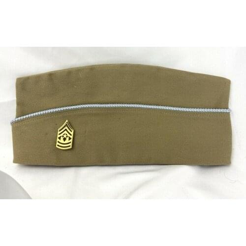 WW2 US ARMY KHAKI GARRISON CAP HAT &USMC MARINE CORPS SERGEANT MAJOR RANK GOLDEN armyshop2008