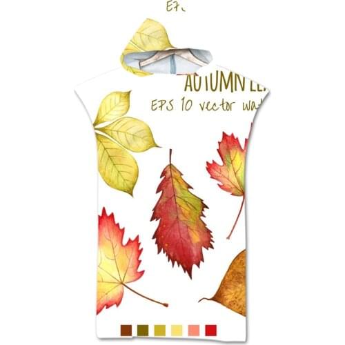 Microfiber Printed leaves Quick Dry Changing Robe Poncho Beach Towel Bathrobe Cloaks Hooded Swimming Pool Gym Bath Towels