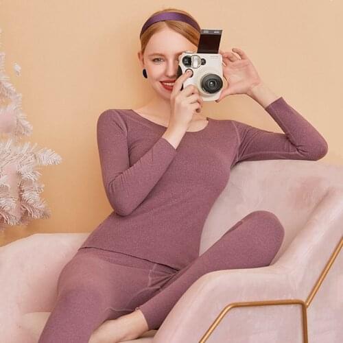 Traceless Thermal Underwear Unisex Body Shaping Plush Autumn Winter Warm Solid Color Comfortable Soft High Elastic Underwear Set