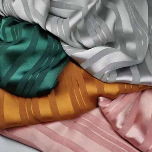 Shiny Chiffon Jacquard Stripe Slippy Fabric Shirt Dress Craft DIY Sewing Tissue Material