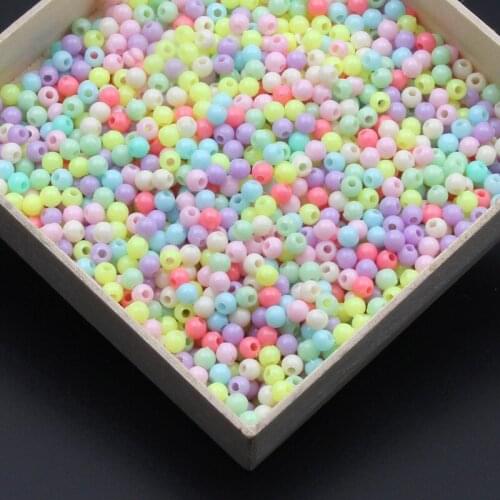500pcs 4mm Mixed Candy Color Acrylic Spacer Beads Round Loose Seed Beads for Jewelry Making DIY Bracelet Necklace Accessories