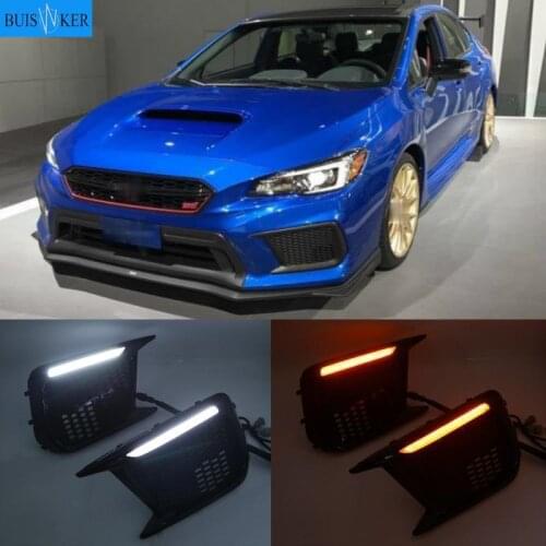 For Subaru WRX STI 2018-2020 White LED DRL Daytime Running Light Amber Dynamic Sequential Turn Signal Bezels Fog Lamp