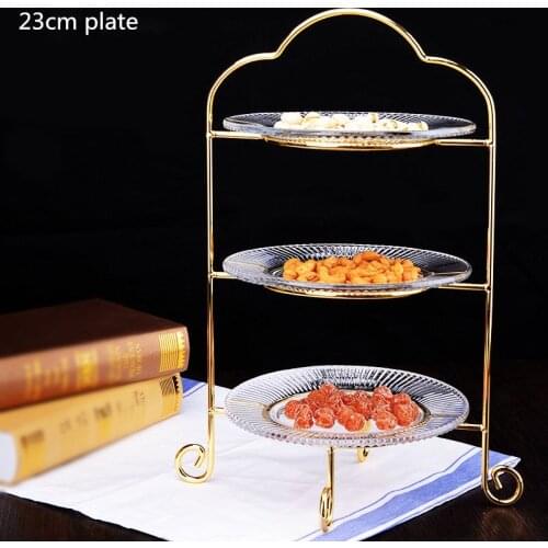 European ktv creative three-layer glass fruit plate cake plate home hotel high-grade multi-layer fruit plate shelf platter