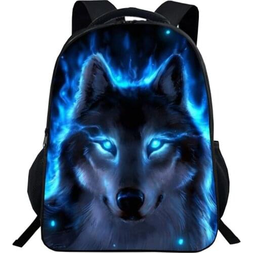 Cool Wolf School Backpack for Girls Boys Children Book Bag Animal Tiger Print Backpack Man Travel Bag student canvas backpack