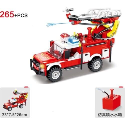 City creator series Fire rescue simulation water spraying ladder truck DIY model Building Blocks Bricks Toys Gifts