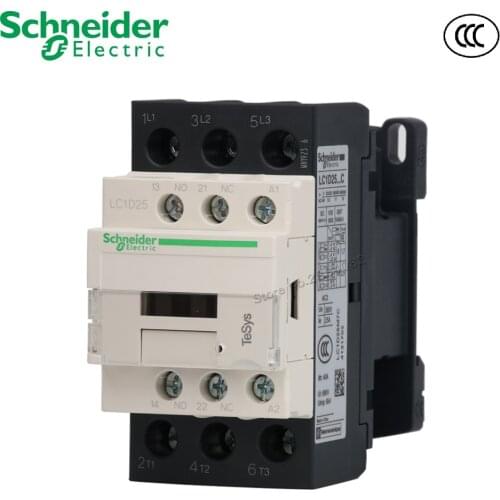 25A AC Contactor 3P 50/60Hz Coil Voltage AC 24V 110V 220V 380V 3NO 1NO+1NC LC1D 11KW-380V Load Contactors Schneider LC1D25M7C