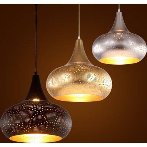 Creative simple black/silver/copper color bedroom restaurant shopping mall store supermarket bar retro iron chandelier lamps E27