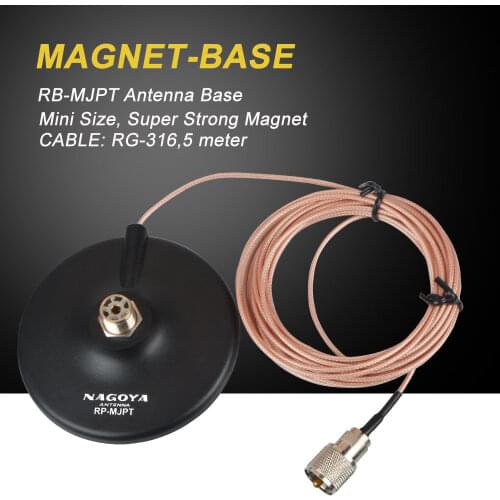 Mobile radio Magnetic Antenna Mount Nagoya Antenna Bracket RB-MJPT with RG-316 5 Meter Coaxial Cable PL-259 Connector