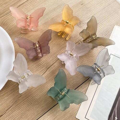 Mini Butterfly Hair Claw For Women Girls Acrylic Hair Accessories Scrub Black Hair Claw Clips Crab For Hair Simple Hair Clamps