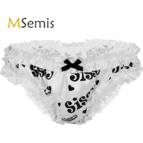 Mens Sissy Lingerie Underwear Super Frilly Ruffled High Cut Sissy Panties Knickers Bloomers Briefs Underpants