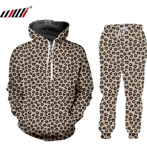 UJWI Brand 3D Sublimation Suit Leopard Tracksuit Winter Male Sportswear Hoodie Jogging Sports Suit Men 2020 Harajuku Fashion 5XL