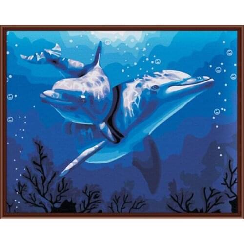 New Wall Art Frameless Pictures DIY Painting By Numbers Handwork Canvas Oil Painting Home Decor Living Dolphin Lover G049